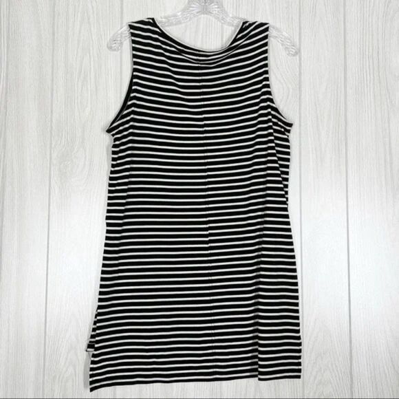 Athleta | Black and White Striped Side Split Knit Tank Top Size Medium - Picture 2 of 7